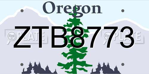 ZTB8773 Oregon License Plate