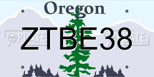 ZTBE38 Oregon License Plate