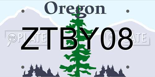 ZTBY08 Oregon License Plate