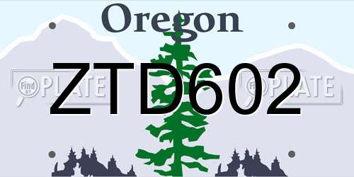 ZTD602 Oregon License Plate