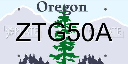 ZTG50A Oregon License Plate