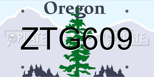 ZTG609 Oregon License Plate