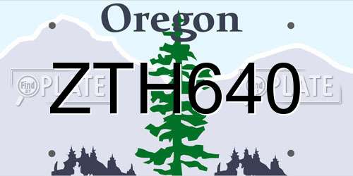 ZTH640 Oregon License Plate