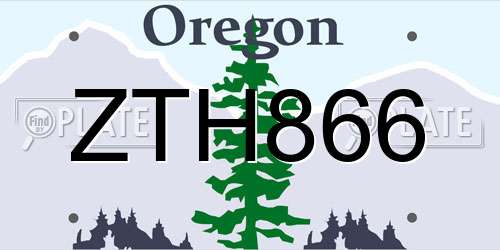 ZTH866 Oregon License Plate