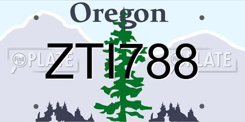 ZTI788 Oregon License Plate