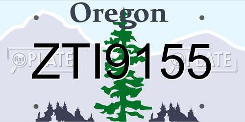 ZTI9155 Oregon License Plate