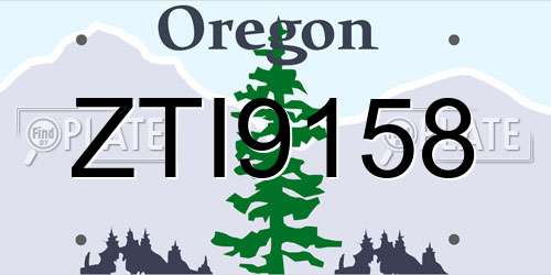 ZTI9158 Oregon License Plate