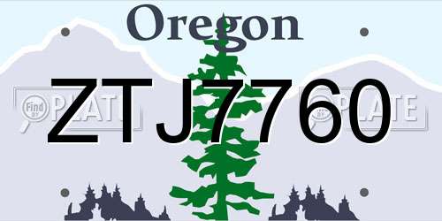 ZTJ7760 Oregon License Plate