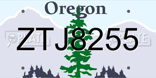 ZTJ8255 Oregon License Plate