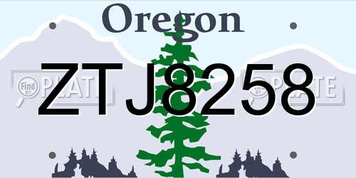 ZTJ8258 Oregon License Plate