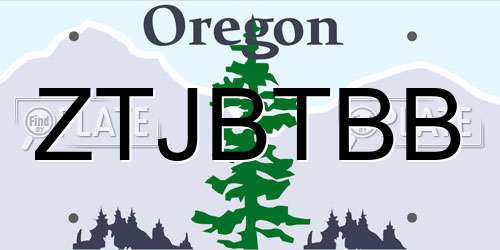 ZTJBTBB Oregon License Plate