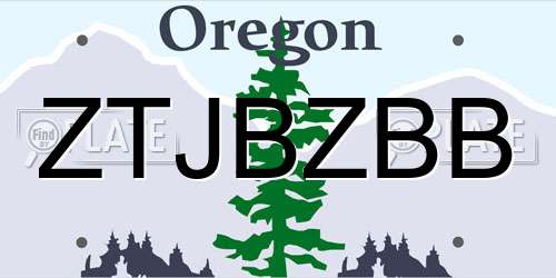 ZTJBZBB Oregon License Plate