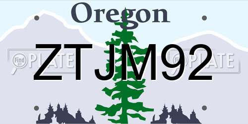 ZTJM92 Oregon License Plate