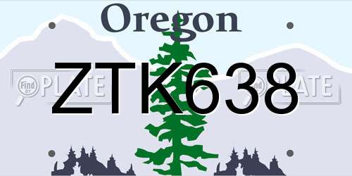 ZTK638 Oregon License Plate