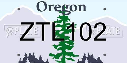 ZTL102 Oregon License Plate