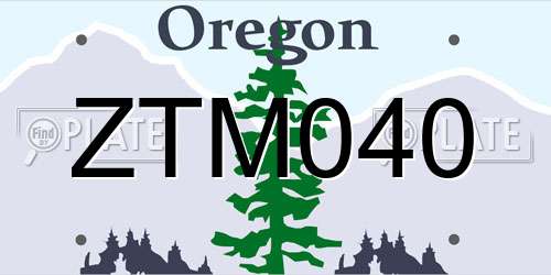 ZTM040 Oregon License Plate