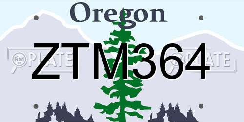 ZTM364 Oregon License Plate