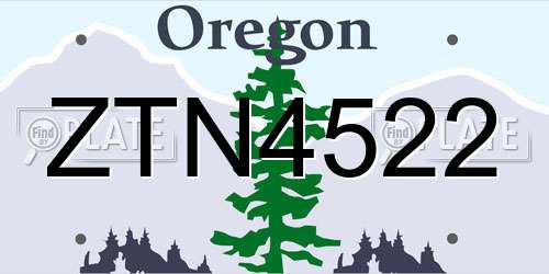 ZTN4522 Oregon License Plate