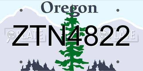 ZTN4822 Oregon License Plate