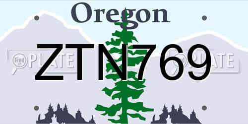 ZTN769 Oregon License Plate