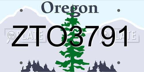 ZTO3791 Oregon License Plate