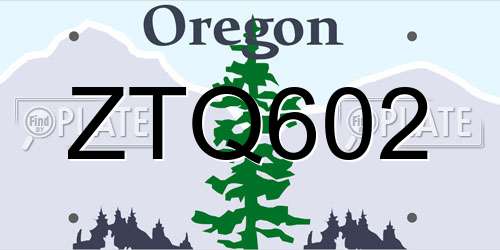 ZTQ602 Oregon License Plate