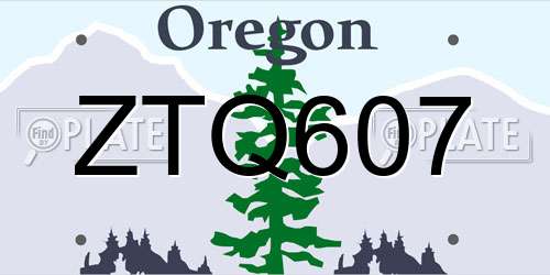 ZTQ607 Oregon License Plate