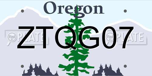 ZTQG07 Oregon License Plate