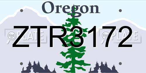 ZTR3172 Oregon License Plate