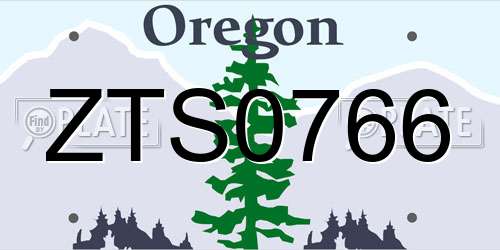 ZTS0766 Oregon License Plate
