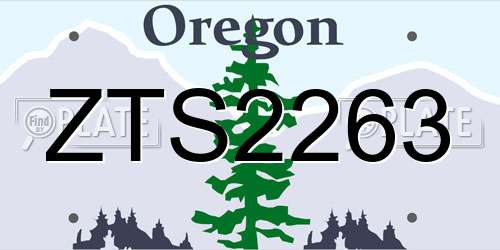 ZTS2263 Oregon License Plate