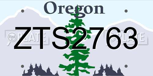 ZTS2763 Oregon License Plate