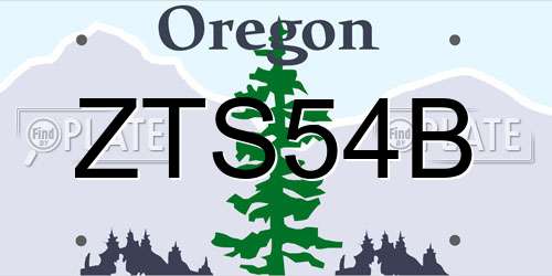 ZTS54B Oregon License Plate