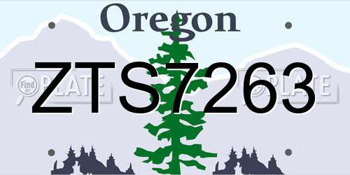 ZTS7263 Oregon License Plate
