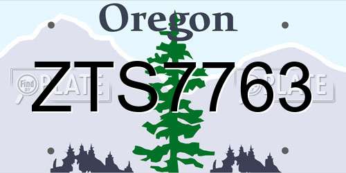 ZTS7763 Oregon License Plate