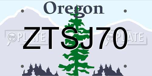 ZTSJ70 Oregon License Plate