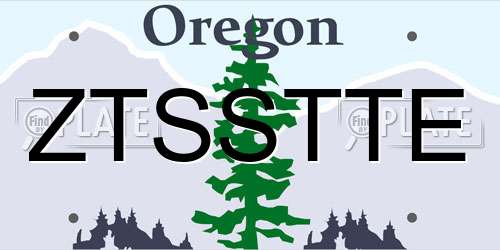 ZTSSTTE Oregon License Plate