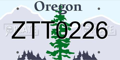 ZTT0226 Oregon License Plate