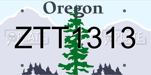 ZTT1313 Oregon License Plate