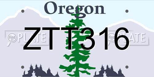 ZTT316 Oregon License Plate