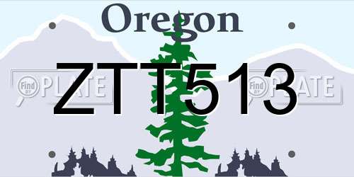 ZTT513 Oregon License Plate
