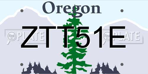 ZTT51E Oregon License Plate