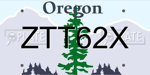 ZTT62X Oregon License Plate