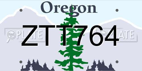 ZTT764 Oregon License Plate