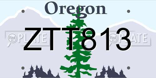 ZTT813 Oregon License Plate