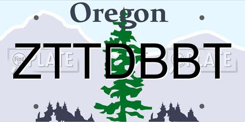 ZTTDBBT Oregon License Plate