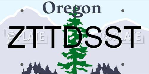 ZTTDSST Oregon License Plate