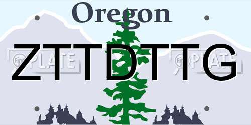 ZTTDTTG Oregon License Plate