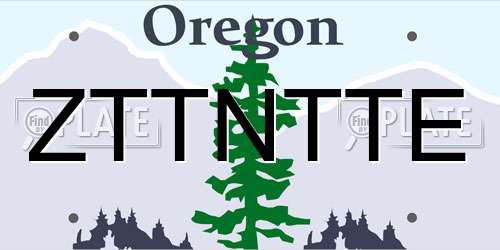 ZTTNTTE Oregon License Plate
