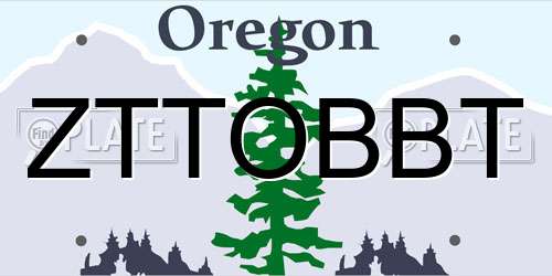 ZTTOBBT Oregon License Plate